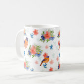 Aquarellmuster mit Vögeln und Blume Kaffeetasse (Vorderseite Links)