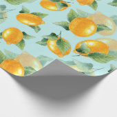 Aquarellmuster mit Zitronen und Blätter. Seamles Geschenkpapier (Ecke)