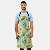 Aquarellmuster mit Zitronen und Blätter. Seamles Schürze (Getragen)
