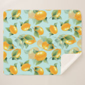 Aquarellmuster mit Zitronen und Blätter. Seamles Sherpadecke (Vorderseite (Horizontal))