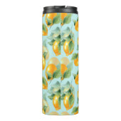 Aquarellmuster mit Zitronen und Blätter. Seamles Thermosbecher (Rückseite)