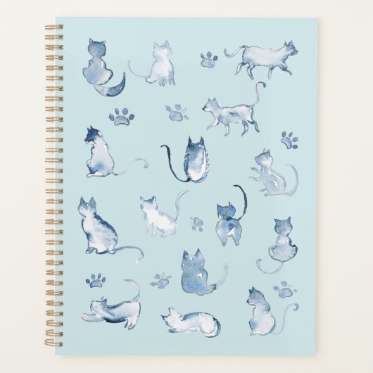 Aquarellmuster-Planer für indigo-Katzen Planer (Vorderseite)