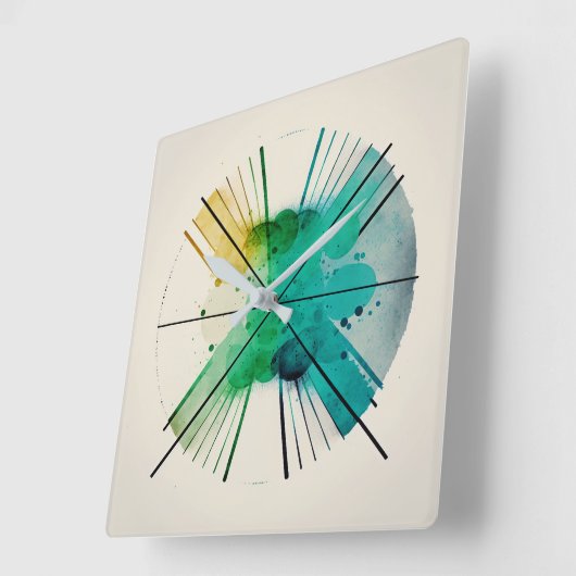 Aquarellmuster Quadratische Wanduhr (Winkel)