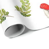 Aquarellmuster von Fliegenagarik und Farn Geschenkpapier (Rolleneckpunkt)