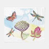 Aquarellmuster von Libellen und Schmetterlingen Fleecedecke (Vorderseite (Horizontal))