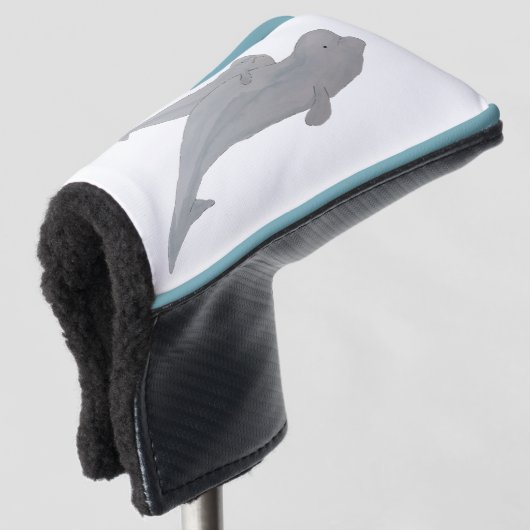 Aquarellmütter Baby Beluga Whale Golf Headcover (3/4 Vorderseite)