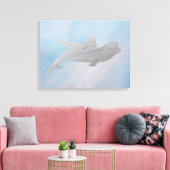 Aquarellmütter Baby Beluga Whale Leinwanddruck (Insitu (Wohnzimmer))
