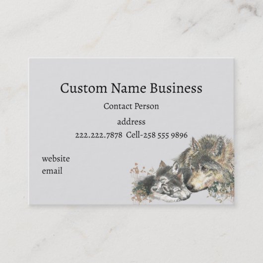 Aquarellmütter oder Pater Wolf mit Cubs Business Visitenkarte (Vorderseite)