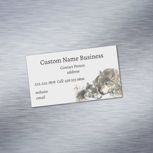 Aquarellmütter oder Pater Wolf mit Cubs Magnetische Visitenkarte (Beispiel)