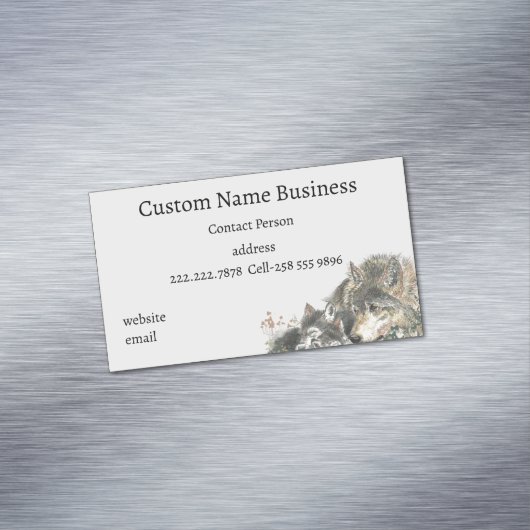 Aquarellmütter oder Pater Wolf mit Cubs Magnetische Visitenkarte (Beispiel)