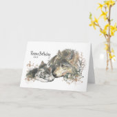 Aquarellmütter Wolf & Cubs Mama Happy Geburtstag Karte (Gelbe Blume)