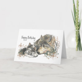 Aquarellmütter Wolf & Cubs Mama Happy Geburtstag Karte