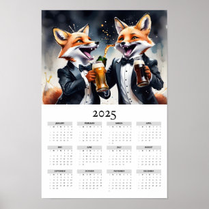 Aquarellnächse Cheers Tuxedo 2025 Mauerkalender Poster