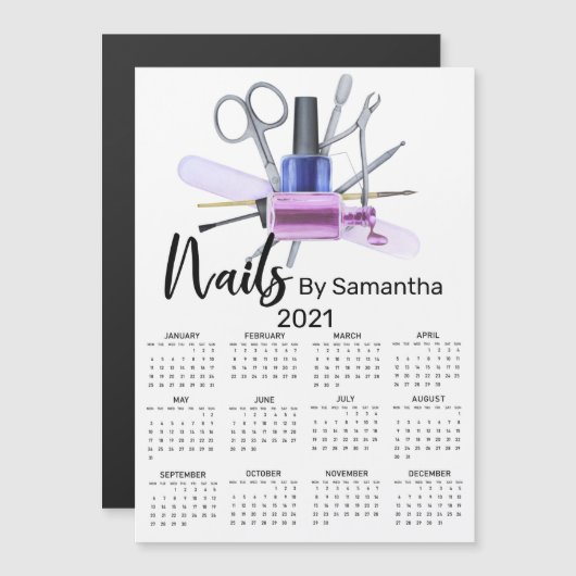 Aquarellnagel Salon Manicure Nagel Polnisch Magnetkarte (Vorne/Hinten)