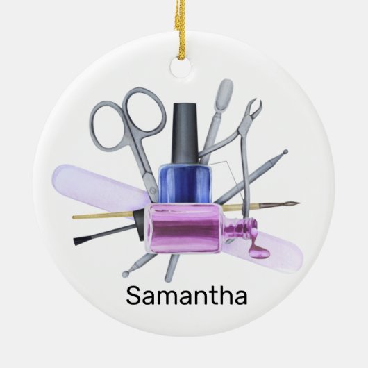 Aquarellnagelsalon Personalisiert Nagel Polnisch Keramik Ornament (Hinten)