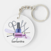 Aquarellnagelsalon Personalisiert Nagel Polnisch Schlüsselanhänger (Rückseite)