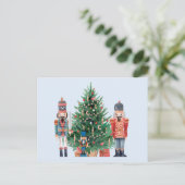 Aquarellnährer und Weihnachtsbaum Feiertagspostkarte (Stehend Vorderseite)