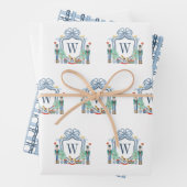Aquarellnährungsmittel Monogram Wappen Christmas Geschenkpapier Set (Beispiel)