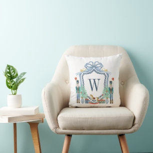 Aquarellnährungsmittel Monogram Wappen Christmas Kissen
