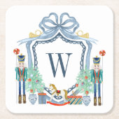 Aquarellnährungsmittel Monogram Wappen Christmas Rechteckiger Pappuntersetzer (Vorderseite)
