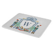 Aquarellnährungsmittel Monogram Wappen Christmas Schneidebrett (Ecke)