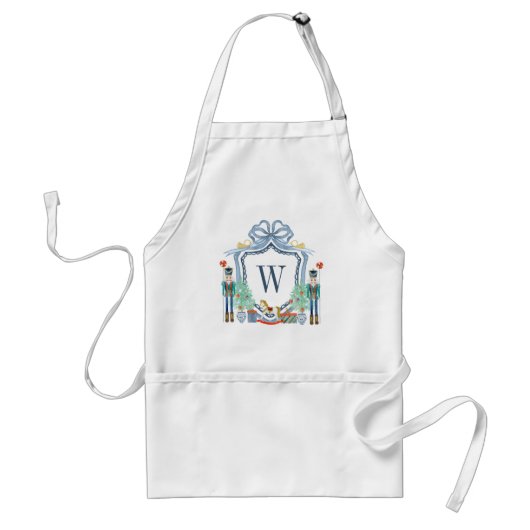 Aquarellnährungsmittel Monogram Wappen Christmas Schürze (Vorne)