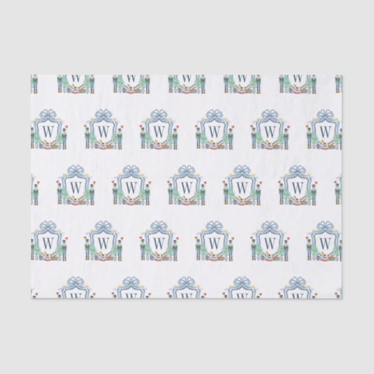 Aquarellnährungsmittel Monogram Wappen Christmas Seidenpapier (Vorderseite)