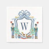 Aquarellnährungsmittel Monogram Wappen Christmas Serviette (Vorderseite)