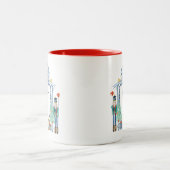 Aquarellnährungsmittel Monogram Wappen Christmas Zweifarbige Tasse (Mittel)
