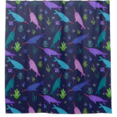 Aquarellnarkale unter dem Meer Gold Duschvorhang (Vorderseite)