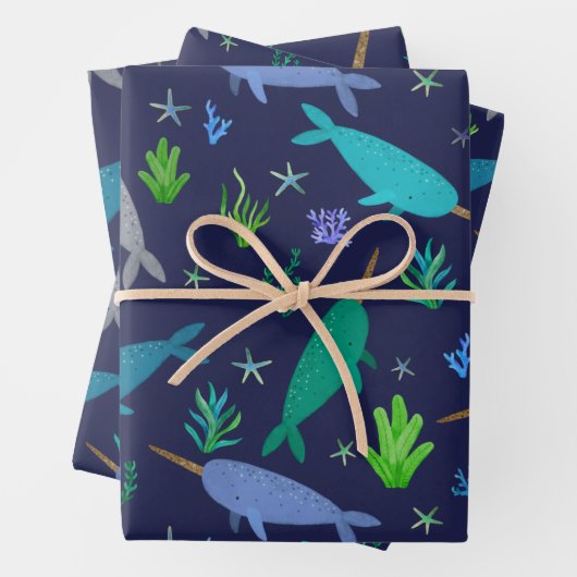 Aquarellnarkale unter dem Meer Gold Geschenkpapier Set (Beispiel)