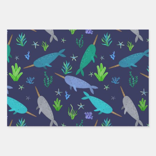 Aquarellnarkale unter dem Meer Gold Geschenkpapier Set (Vorderseite 3)