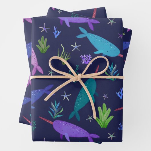 Aquarellnarkale unter dem Meer Gold Geschenkpapier Set (Beispiel)