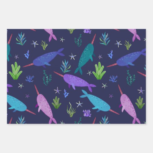 Aquarellnarkale unter dem Meer Gold Geschenkpapier Set (Vorderseite 3)