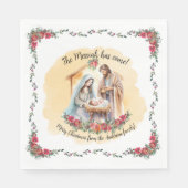 Aquarellnativität und Rose für individuelle Servie Serviette (Vorderseite)