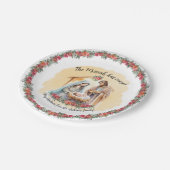 Aquarellnativität und Rose individuell anpassbar Pappteller (Schrägansicht)