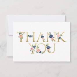 Aquarellnavy & Coral Floral Danke Karte