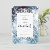 Aquarellnavy-Floral-Baby-Dusche Einladung (Stehend Vorderseite)