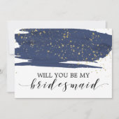 Aquarellnavy & Gold werden Sie meine Bridesmaid se Einladung (Vorderseite)