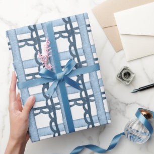 Aquarellnavy und Blue Kariert Geschenkpapier