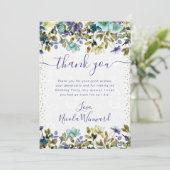 Aquarellnavy und Blume Blumen Geburtstag Dankeskarte (Stehend Vorderseite)