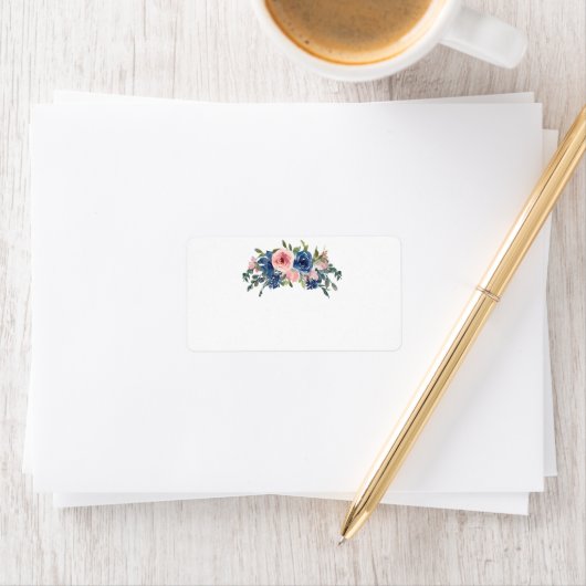 Aquarellnavy und Blush Floral Adressaufkleber (Insitu)