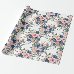 Aquarellnavy und Blush Floral Geschenkpapier