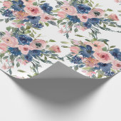 Aquarellnavy und Blush Floral Geschenkpapier (Ecke)