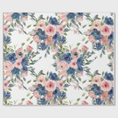 Aquarellnavy und Blush Floral Geschenkpapier (Flach)