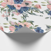 Aquarellnavy und Blush Floral Geschenkpapier (Ecke)