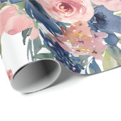Aquarellnavy und Blush Floral Geschenkpapier (Rolleneckpunkt)