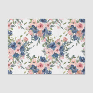 Aquarellnavy und Blush Floral Seidenpapier