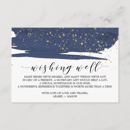 Aquarellnavy und Gold Wedding wollen gut Begleitkarte (Vorderseite)