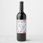 Aquarellnavy und Merlot Floral Weinetikett<br><div class="desc">Wasserfarben-Navy und Merlot-Blumengetränk-Label.</div>